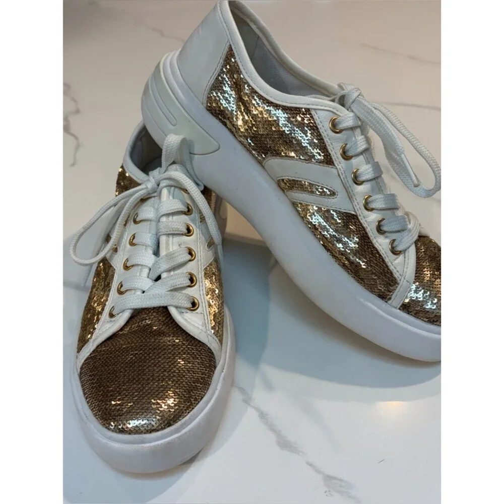 GEOX gold glitter leather sneakers 8
